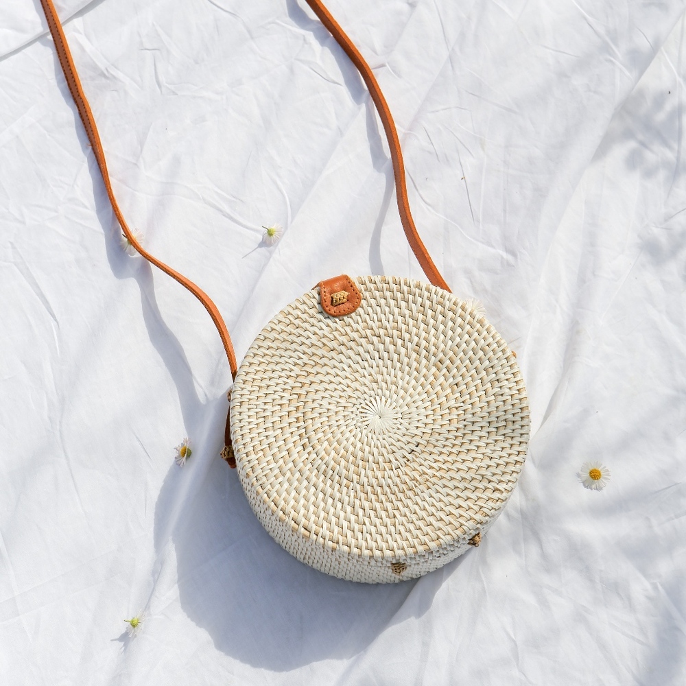 White Bali Round Bag